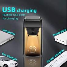 New Men's Double Blade Electric Shaver, Suitable For Shaving Head, Barber Use, Wireless Design, Professional Rechargeable Shaver/Trimmer, Super Close Shave - Gold - View 7