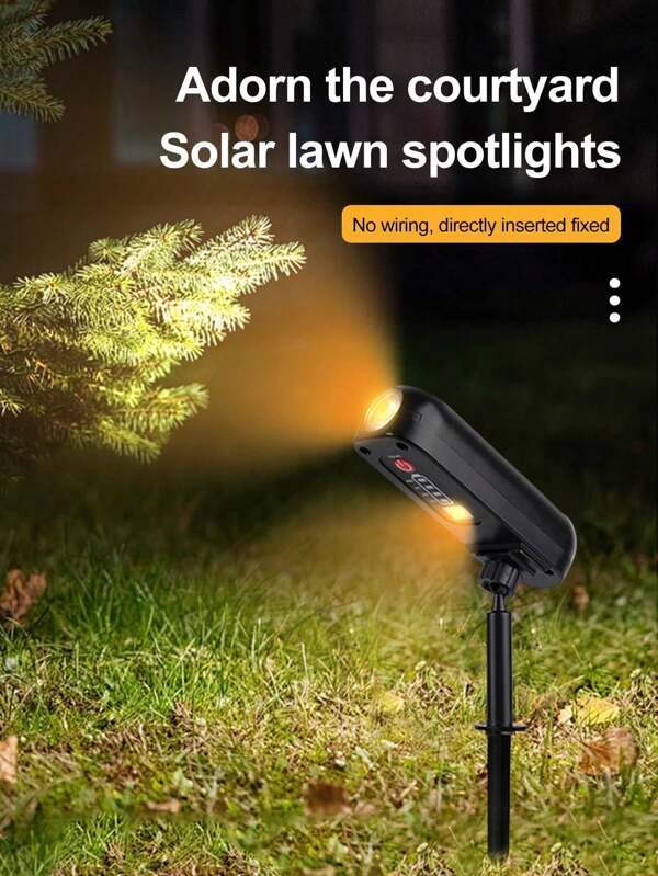 1pc Solar Powered All-Scene Lighting, 5000 Lumens, IP65 Waterproof, Ground Spike/Wall Mount/Floor Stand, 30-Day Cloudy Rainy Weather Endurance, Bright Spotlight For Villa, Garden, Park