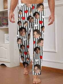 Customized Men's Pajamas With Unique Large Photo/Face Print, Couple's Face Replacement, Holiday Vibe, Fall - Multicolor - View 4