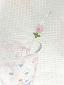 1/2 件花卉装饰耐热玻璃吸管，适合饮用果汁、奶茶、咖啡、冷饮，带有弧形设计和水果装饰、学校用品、礼品、餐厅、露营/旅行/夏季/度假/厨房、学校用品、礼物/情人节。 - 彩色 - 查看 13