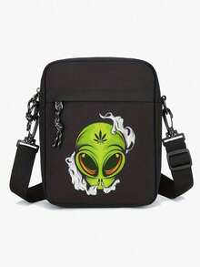 这款时尚黑色牛津布单肩包，配有可调节肩带，大容量休闲斜挎手机包，适合男士使用，饰有骷髅和玫瑰印花，是情人节、万圣节旅行者的理想礼物，也可作为帆布手提包、相机包、万圣节配饰、侧包或旅行包使用。 - 彩色 - 查看 31