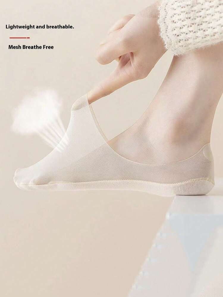 5双女士薄款防滑船袜，隐形内衬高跟鞋袜，夏季 - 彩色 - 查看 5