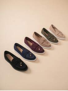 Casual Versatile Minimalist Loafers For Daily Wear - Khaki - View 2