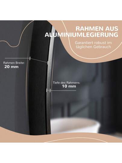 Kleankin Bathroom Mirror, Round Spiegel Aluminum Frame, 50 Wand Living Room, Bedroom, Bathroom, IP44, view 2