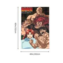 Manta Baki El Luchador Tapiz de anime Bandera Arte de pared Decoración colgante de pared para dormitorio, sala de estar Decoración de pared para hombres y mujeres 40x60 pulgadas - Negro - Ver 3