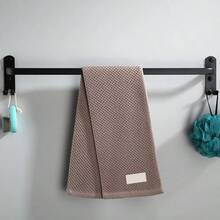 Organizador De Alumínio Multiuso Porta Toalha Suporte Toalheiro Banheiro Com Adesivo Preto 50.5x9.5 - Preto - Visão 3