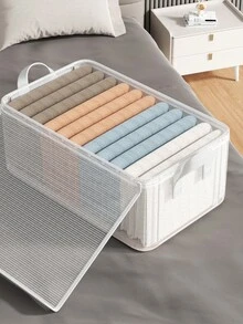 1PC Transparent Stackable Storage Box With Lid,Large Storage Container With Handle,Space Saving For Storage And Organization,Multi-Functional Storage Box,Transparent Storage Boxes Organiser,Thickened Storage Boxes,Household,Dorm Room,Bedroom,Closet Storage Boxes. Valentine's Day Sun Travel Cool - Clear - View 2