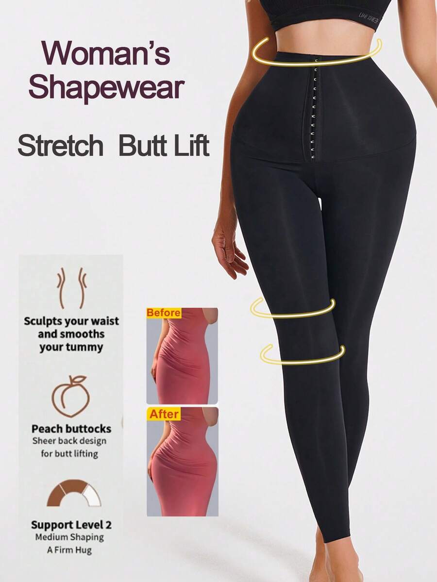 Woman's Shapewear Long Pants Yoga Pants High Waist Tmmy Control Pants - Black - View 1