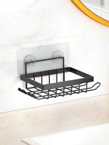 1/2 件免钻浴室皂盒架，自粘式皂架，浴室置物架，浴室壁挂式皂液器，返校季 - 黑色 - 查看 5