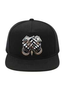 1pc Hip-Hop Hand & Banknote Print Hip-Hop Cap, Y2K Streetwear Sports Baseball Cap With Adjustable Snapback Unisex, Gift For Yourself And Friends