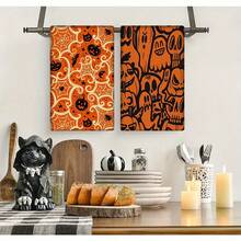 2/4 paños de cocina de Halloween, altamente absorbentes y decorativos, apropiados para decoración festiva, cocinar, hornear, regalos de inauguración de casa y limpieza - Multicolor - Ver 8