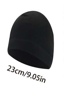 1pc Outdoor Fleece Warm Hat, Wind-Resistant Cycling Running Balaclava - Black - View 2