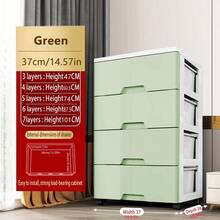 多层抽屉式收纳柜免组装床头五屉储物柜塑料加厚收纳箱可移动 - 彩色 - 查看 28