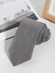 1 件男士时尚休闲纯色 2 英寸窄手工 PU 领带，适合日常工作、郊游、商务、学校、派对搭配男士领带