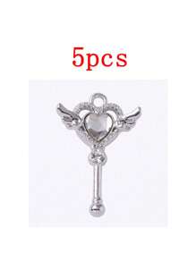 Set de 5 piezas Colgante con varita mágica con forma de corazón, Accesorio de joyería de aleación DIY apto para aretes, pulseras, collares, adecuado para uso diario de mujer