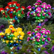 2-Pack Solar Garden Lights, 42 LED Outdoor Solar Lighting With Rhododendron Flowers, Waterproof Outdoor Garden Lights For Patio, Yard, Pathway Decor - 2支黃色杜鵑花 - 查看 5