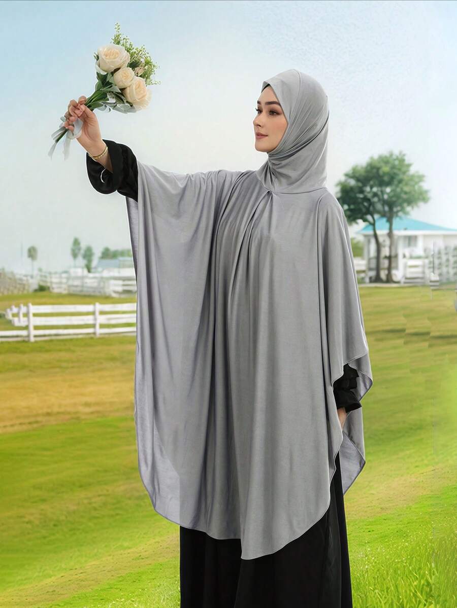 1pc Women Plain Jersey Hijab Soft Breathable Tube Elastic Head Covering Scarf Hat, Suitable For Daily Prayer, Outings, Valentine's Day, Mother's Day, Thanksgiving, Christmas Gifts For Family, Sisters, Friends, Mothers - Cross-border New Robes - View 1