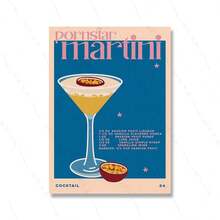 1 szt. Jesienny koktajl Margarita Martini Bar i plakaty Vintage Estetyczne obrazy ścienne Kuchnia Sklep Klub Wystrój Bez ramki - Wielokolorowe - Zobacz 16