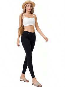 Women's Denim Jeggings Stretch Pull-On Jegging Casual Pants With Pocketshalloween - 米色 - 查看 11