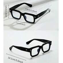 1pc Men Thick Frame Retro Rectangular Glasses, Classic University Style For Selfie, Computer, Gaming Back To School Fashionable Preppy School Look