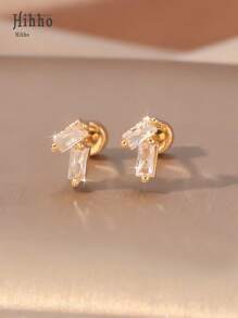 Hihho 2 brincos giratórios hipoalergênicos, de aço inoxidável, com formato de coração, triângulo, losango, crescente, microrosca, zircônia cúbica, joia para piercing corporal, presente adequado para encontros, trabalho, vida diária, uso casual