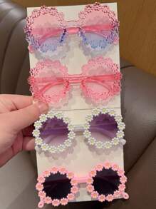 2/3/4Pcs Girls Cute Newest Flower Kids Children Fashion Glasses Eyewear, Card Only Show, Don't Shipping, Card Only Show, Don't Shipping
