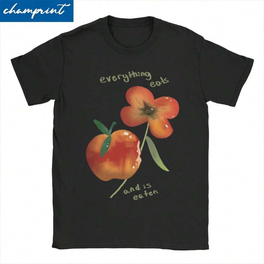 Men Women T-Shirt Everything Eats And Is Eaten  Cotton Tee Shirt Adrianne Lenker T Shirts Crew Neck Clothes Birthday Gift - 黑色 - 查看 1