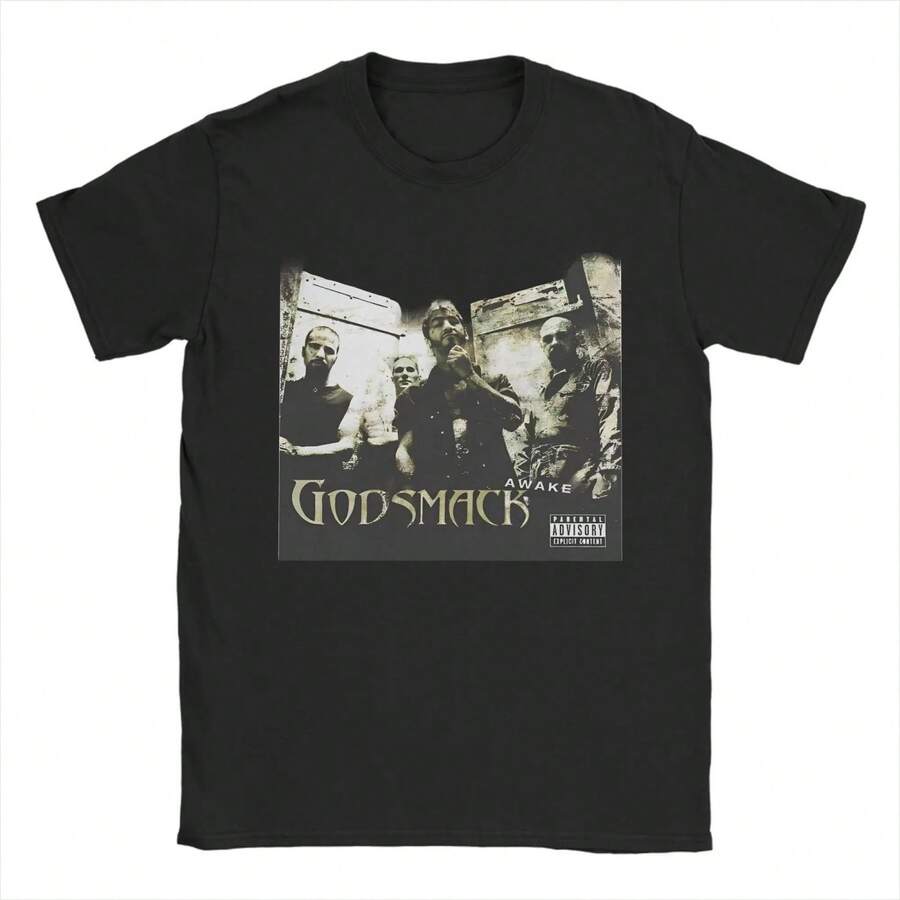 Men Women's Godsmack Awake Album 2000 T Shirts Cotton Clothing Leisure Short Sleeve O Neck Tees 4XL 5XL T-Shirts - 黑色 - 查看 1