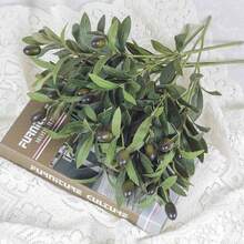 1 ramură plantă artificială cu fructe false, aspect realist, 4 furci, design simulare ramură de măslin, decor pentru casă, recuzită fotografie, cadouri, ziua de naștere, absolvire