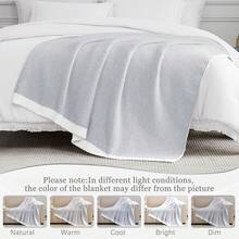 Downluxe Checkered Blanket Twin Size, 60x80 Inch Warm Lightweight Comfy Knitted Blanket, Ultra Cozy Twin For Bed/Sofa/Camping/Picnic (Sage Green) - 灰色 - 查看 11