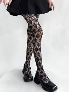 1/3 件性感蕾丝花镂空渔网连裤袜，提花网袜，适合日常穿着、派对、表演和礼物