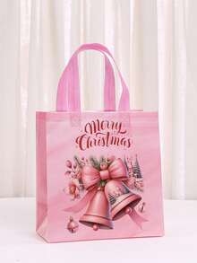 4pcs/25pcs Christmas Party Non-Woven Gift Bags, Santa Claus, Christmas Tree, Reindeer, Bell Print Non-Woven Gift Bags, Storage Bags, Non-Woven Bags, Shopping Bags, Party Favors, Party Bags, Party Gift Bags, Craft Tote Bags, Party Favors, Birthday Decorations, Party Gift Decorations