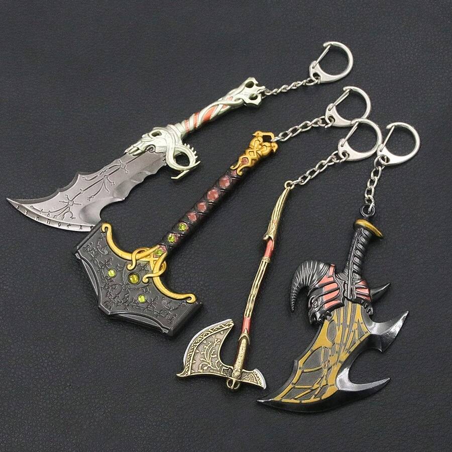 男士包包挂件礼物，战神钥匙扣，奎托斯武器混沌之刃挂件，斧剑钥匙扣，男女通用，汽车钥匙扣，背包装饰钥匙扣
