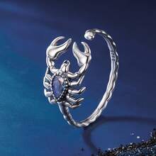 WOSTU 正品 925 純銀神秘蠍子復古精緻戒指原創設計精美珠寶 - 銀色 - 查看 5