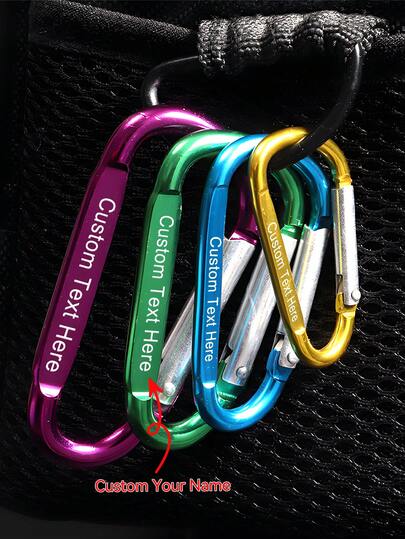 Customized 1-50pcs D-Shaped Spring Carabiners Keychains, Customizable Text Or Logo, Colorful Aluminum Alloy Clips, Suitable For Outdoor Activities: Climbing, Camping, Hiking, Fishing, Keys, Travel Accessories, Travel Essentials, Car Accessories, Outdoor Gear, Luggage, Useful Items, Summer Essentials, Office Supplies, Support Multi-Language Including Chinese, English, French