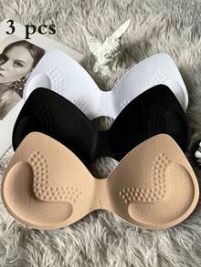 Bộ 3 miếng đệm áo ngực liền mạch cho nữ có thể tháo rời, miếng đệm mút mềm cho áo ngực thể thao, phù hợp cho nhiều dịp - Nhiều màu - Xem 3