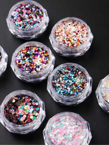 8Pcs Mini Heart Star Dot Cute Nail Art Sequins Macarons Color Mirror Effect Nail Glitter Nail Charm Y2K Summer Nails Chrome Nail Powder Nail Art Supplies Decoration Nail Charms Nail Gems