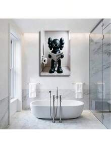 1 pieza Póster de arte de moda Kawaii enmarcado, 1 pieza Póster de arte de moda Kawaii sin marco (lienzo envuelto) para decoración de sala de estar, cocina y habitación - Negro - Ver 3