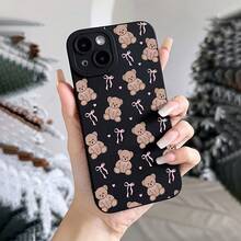 1 Cute Bowknot Heart Bear Pattern Black Matte Angel Eye Phone, TPU Material Shockproof Lightweight Protective Cover, Compatible With 16/11/13/15/15 Plus/15 Pro/15 Pro/12/14 Pro/XS/XR/11 Pro/11 Pro/12 Pro/12 Pro/13 Pro/13 Pro/14 Pro/14 Plus//8 Plus Matte Angel Eye - Black - Bowknot Bear LB - 規格 - 查看 5