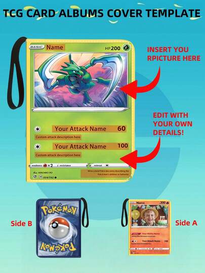 1 pezzo Modello di copertina personalizzabile per album di carte, album di carte da collezione modificabile, album di carte da collezione personalizzato, regalo fai-da-te, modello ispirazionale adatto per famiglie e bambini
