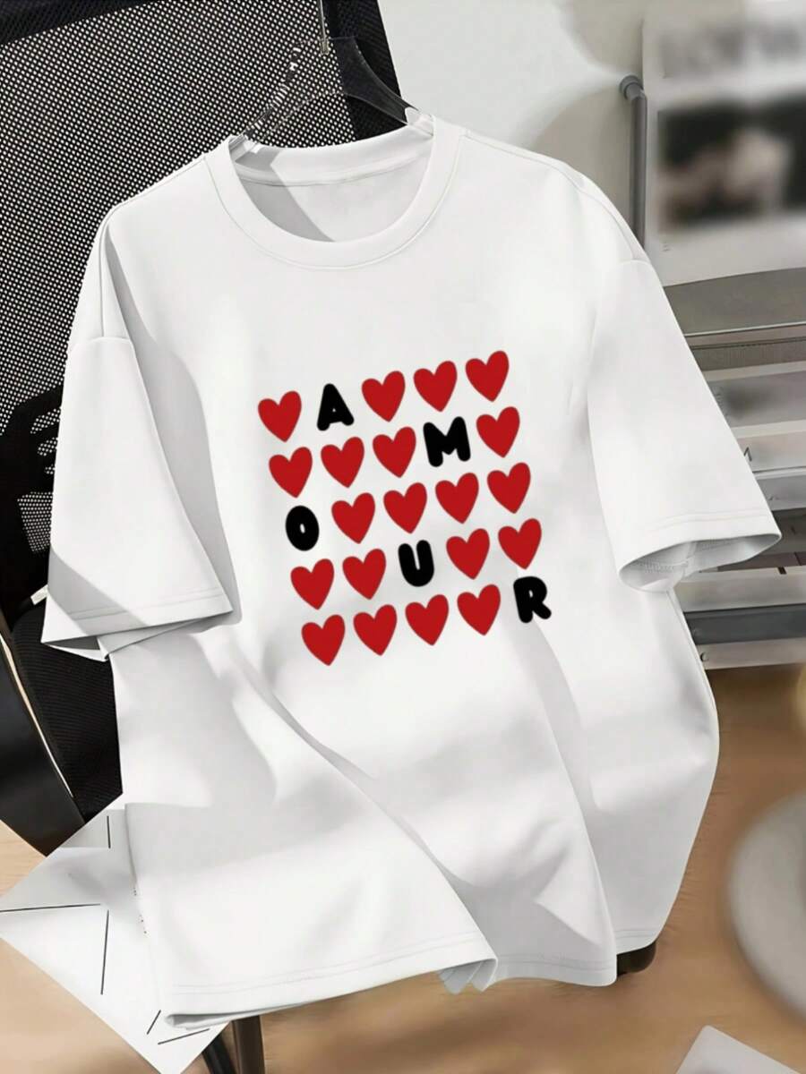 Camiseta de algodón con estampado casual de moda para mujer - Blanco - Ver 1