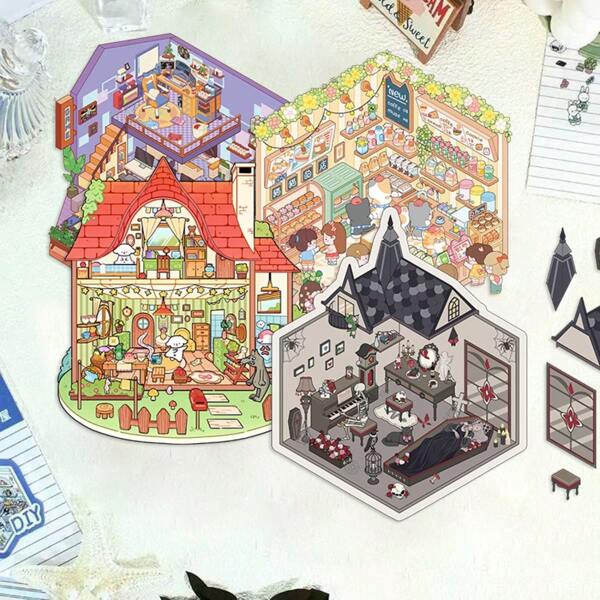 Fishing Hut Landscape Stickers Assorted Decorative Stickers
