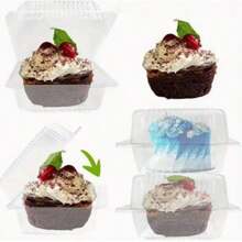 5/10/20/50/100个装一次性透明长方形塑料甜点盒，带盖，烘焙包装容器，适用于糕点、蛋糕、瑞士卷、麻糬、沙拉等。