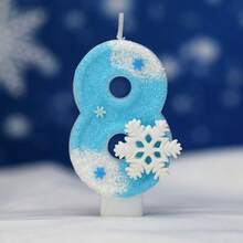 1個生日數字蠟燭，大號白色與藍色雪花生日蠟燭蛋糕裝飾，閃粉蠟燭蛋糕裝飾，適合女孩與女性週年慶祝、家居裝飾、聖誕裝飾、房間裝飾、聖誕禮物 - 彩色 - 查看 11
