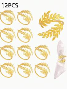4-20pcs Metal Leaf Napkin Rings, Wheat Napkin Holders For Wedding, Christmas Party, Banquet