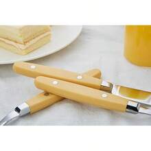 ANNOVA Juego de cubiertos de acero inoxidable con remaches/cubiertos de estilo retro (Light Purple, 20 Pieces) - Amarillo jengibre - Ver 6