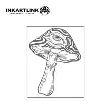 INKARTLINK 革命性技术纹身，半永久纹身，蘑菇，逼真纹身，真情纹身，临时纹身，假纹身，防水，逼真纹身外观，小众设计纹身，植物纹身 - 黑色 - 查看 4