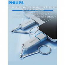 PHILIPS 飞利浦 128GB USB 3.2 OTG 闪存盘兼容 iPhone、iPad 和电脑 - 外部移动存储，用于存储照片、视频等，让您的生活更轻松