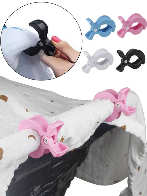 Durable 2 Packs ABS Alligator Clip Stroller Hooks - Portable Universal Stroller Accessories For Pram Peg, Car Seat Clips