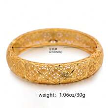 1pc Middle Eastern Style Luxury Bride Open Bangle Bracelet, Elegant Women Jewelry, Southeast Asia Accessories